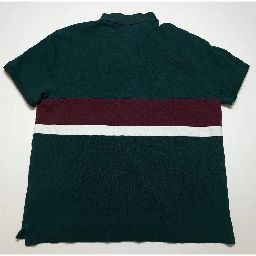 POLO RALPH LAUREN Big Pony Shirt Green Red Striped XL Custom Fit